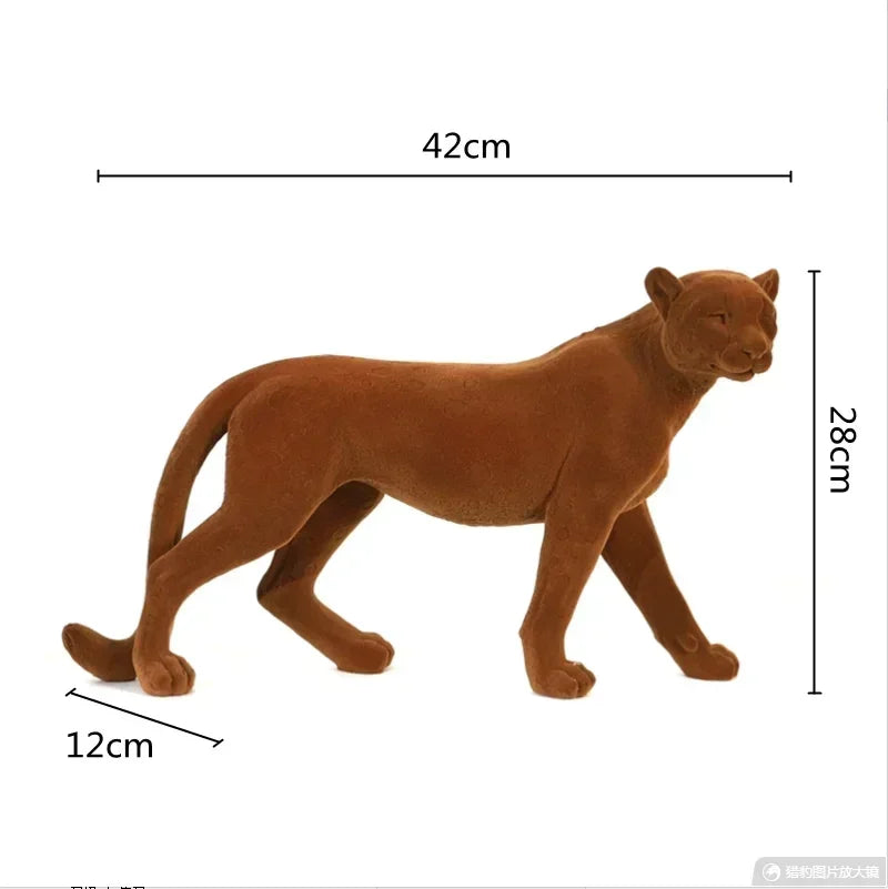 Resin Flocking Sculpture Suede Leopard Cheetah Decorative Figurines Simulated Animal Sculpture Home Decoration Accessories - House Of Avana
