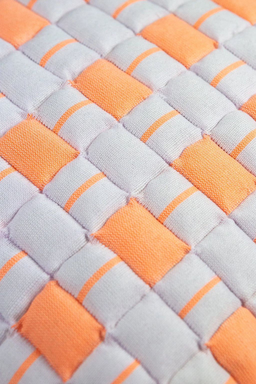 Backordered: Sujani Quilted Pillow — Pastel Lilac and Neon Orange Archive New York