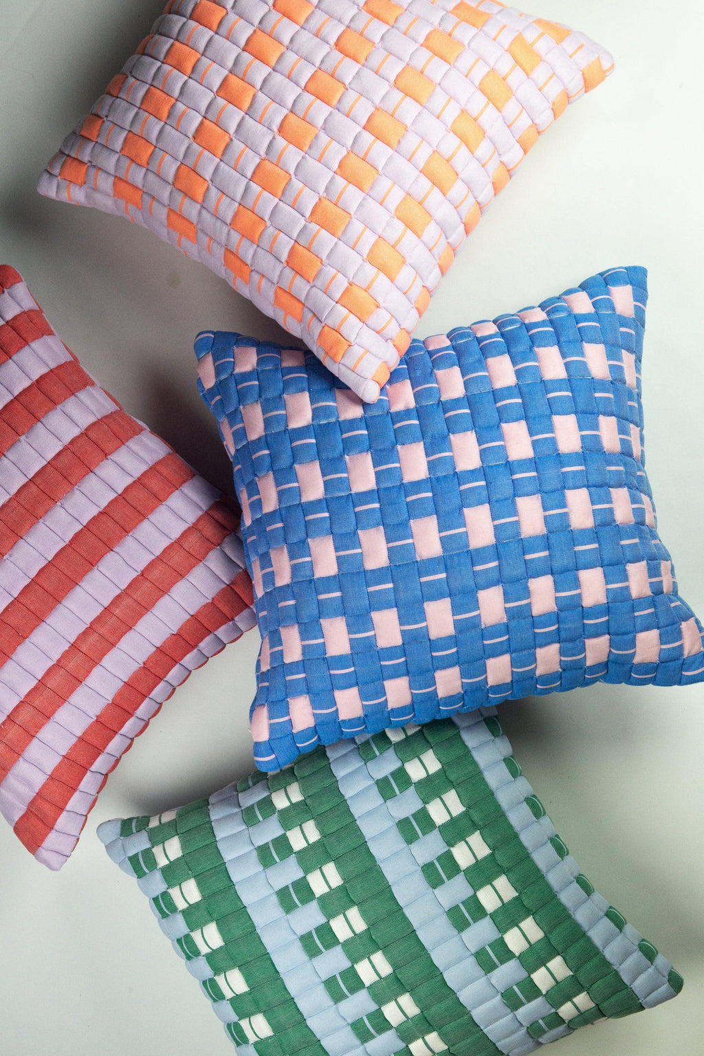 Backordered: Sujani Quilted Pillow — Pastel Lilac and Neon Orange Archive New York