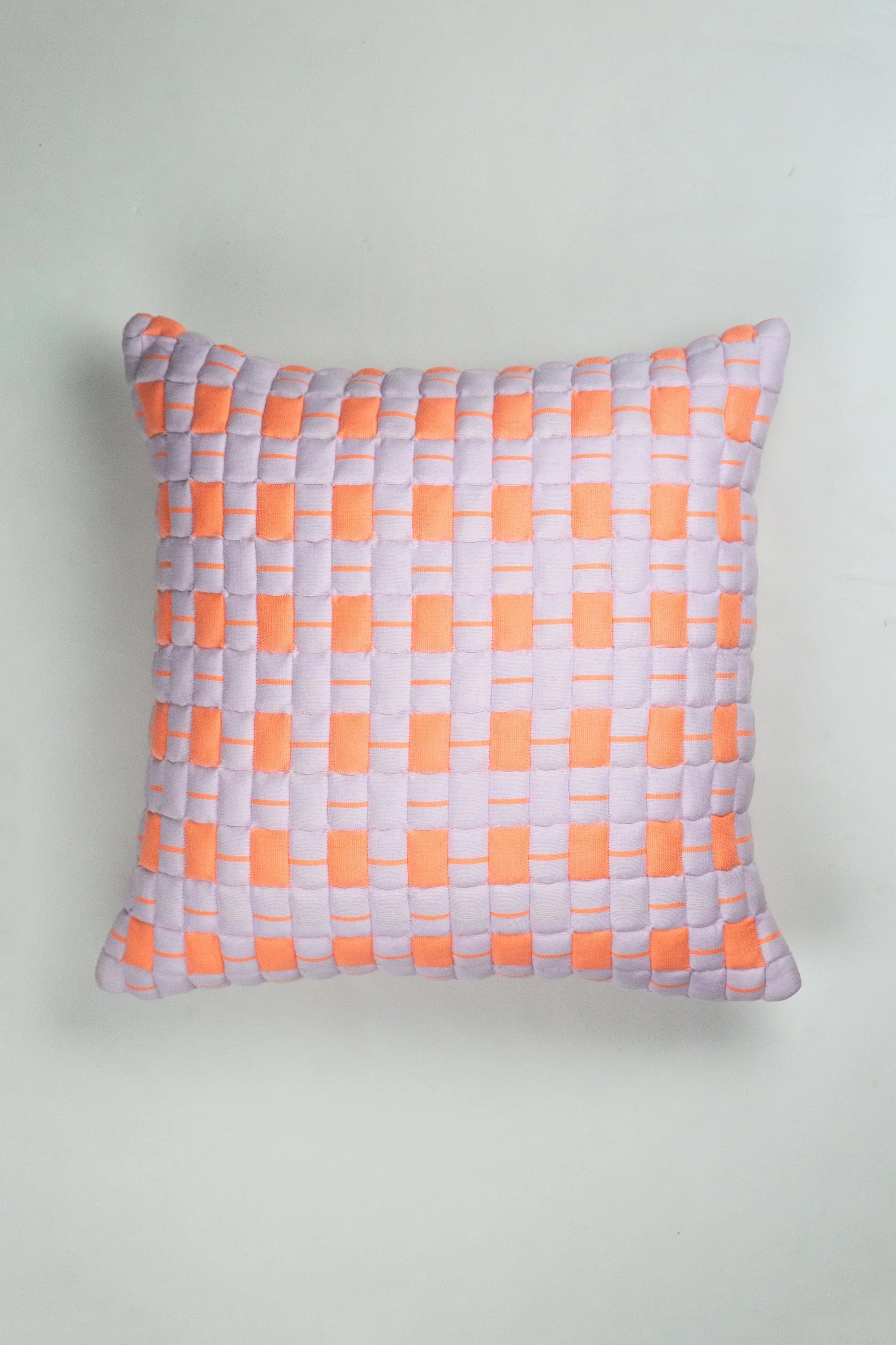 Backordered: Sujani Quilted Pillow — Pastel Lilac and Neon Orange Archive New York