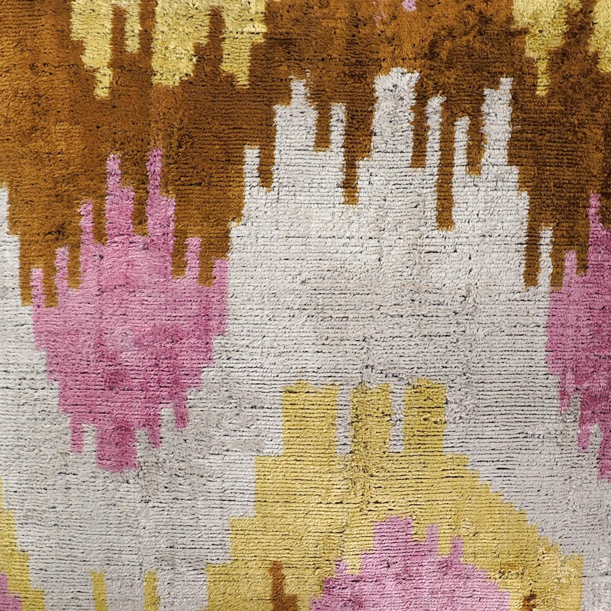 Sunset Tide Silk Velvet Ikat Throw Pillow Cover X 20, side view - House Of Avana