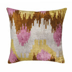 Sunset Tide Silk Velvet Ikat Throw Pillow Cover X 20, front view - House Of Avana