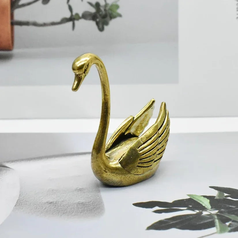 Swan Figurine - Contemporary Brass Hollow-Out