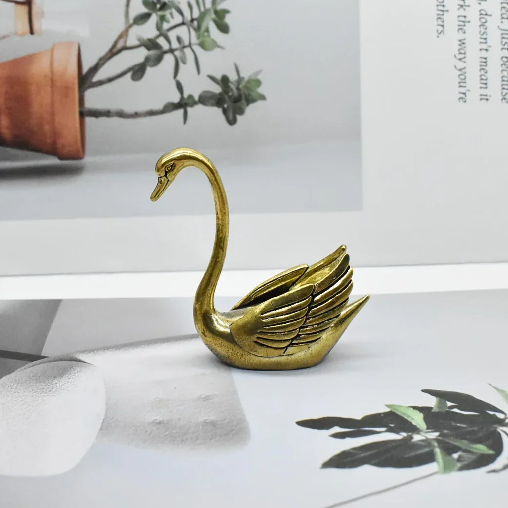 Swan Figurine - Contemporary Brass Hollow-Out