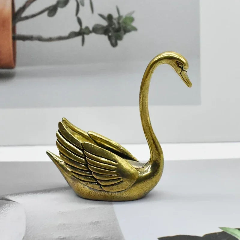 Swan Figurine - Contemporary Brass Hollow-Out