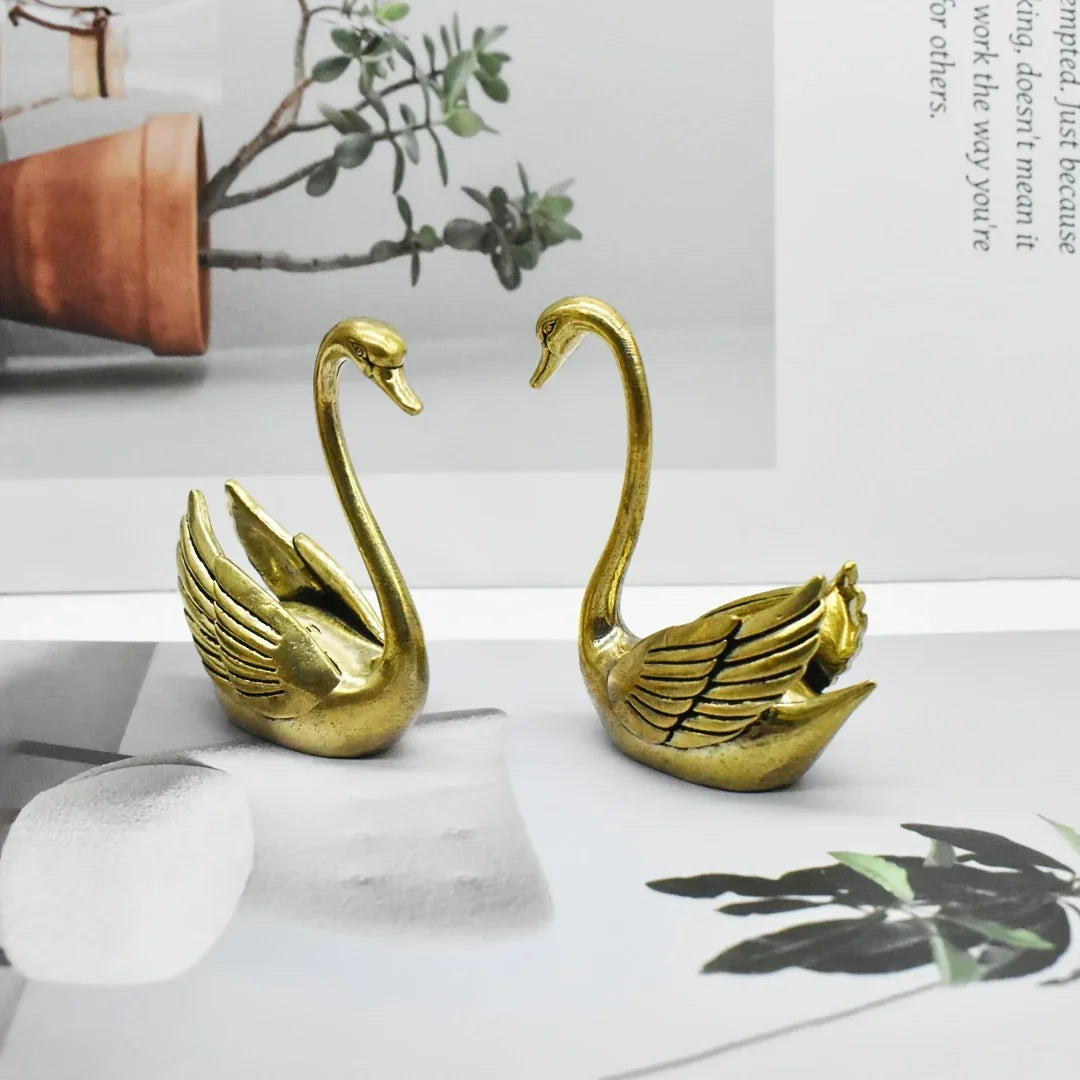 Swan Figurine - Contemporary Brass Hollow-Out