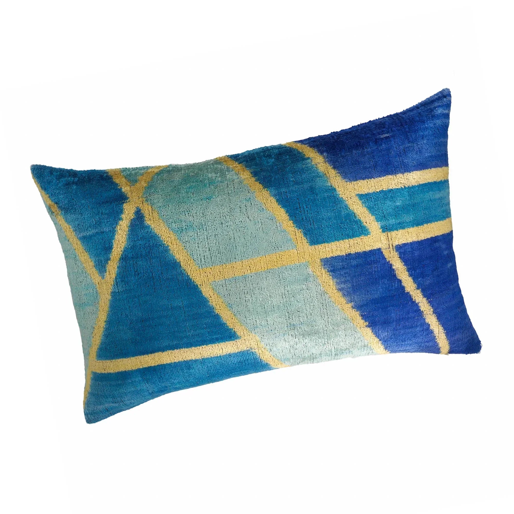 Synergy Silk Velvet Ikat Throw Pillow Cover X 24, back view - House Of Avana