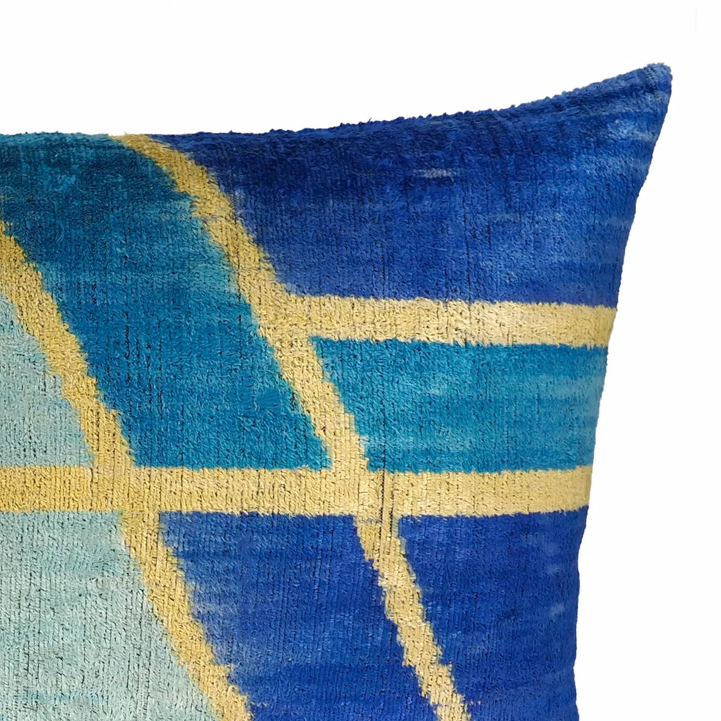 Synergy Silk Velvet Ikat Throw Pillow Cover X 24, side view - House Of Avana