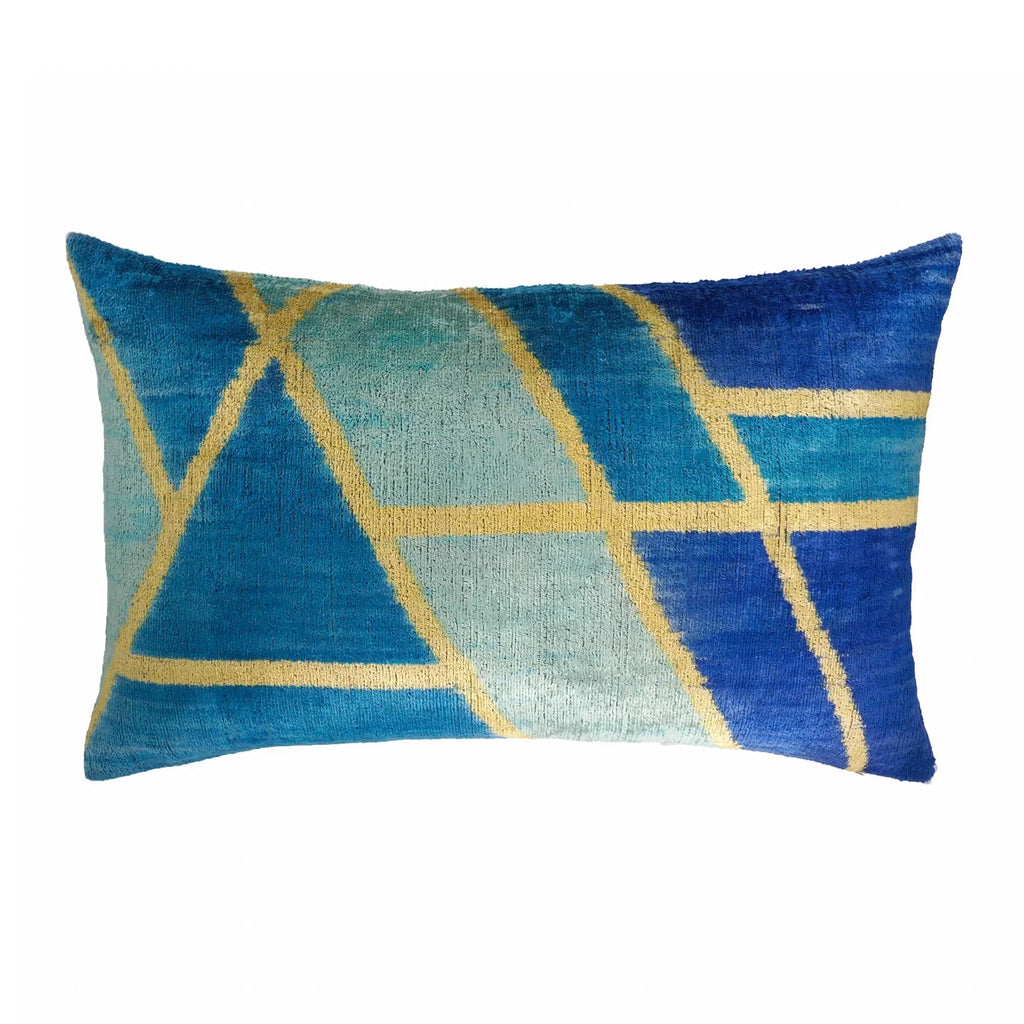 Synergy Silk Velvet Ikat Throw Pillow Cover X 24, front view - House Of Avana