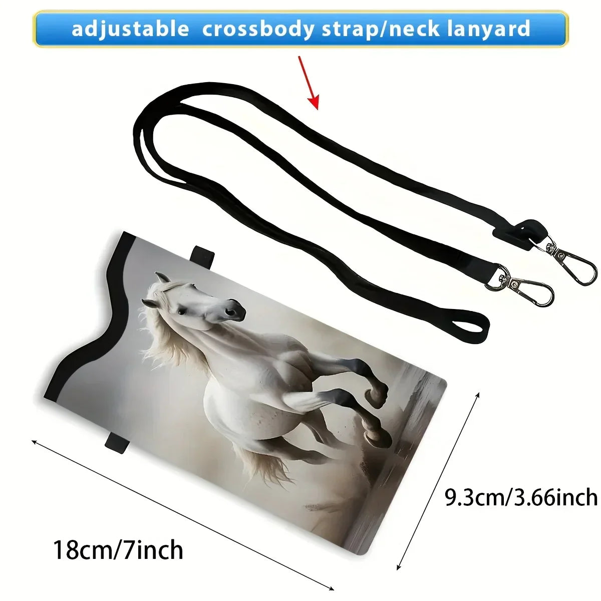 Synthetic Leather Phone Bag - Horse Print Adjustable Strap