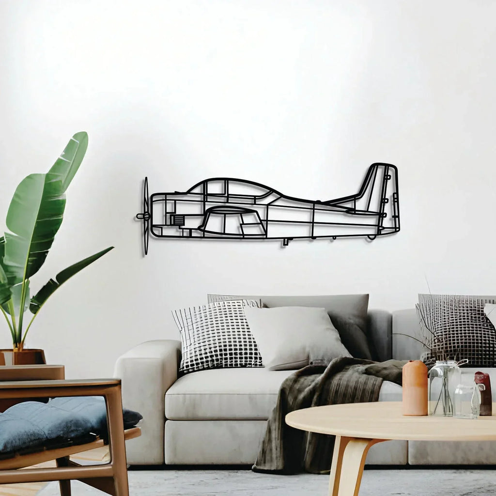T-28 Trojan Metal Aircraft Wall Art - Ncp0602, back view - House Of Avana