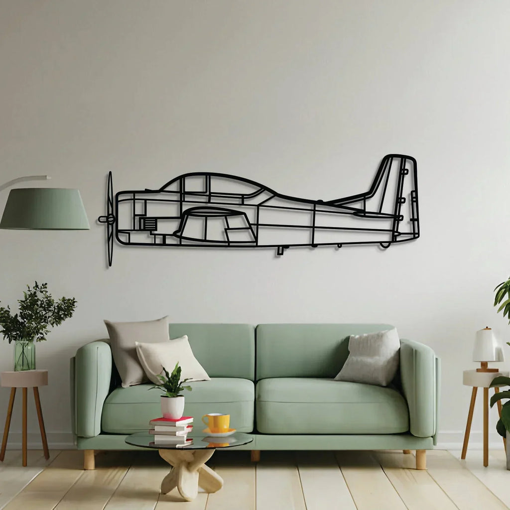T-28 Trojan Metal Aircraft Wall Art - Ncp0602, side view - House Of Avana