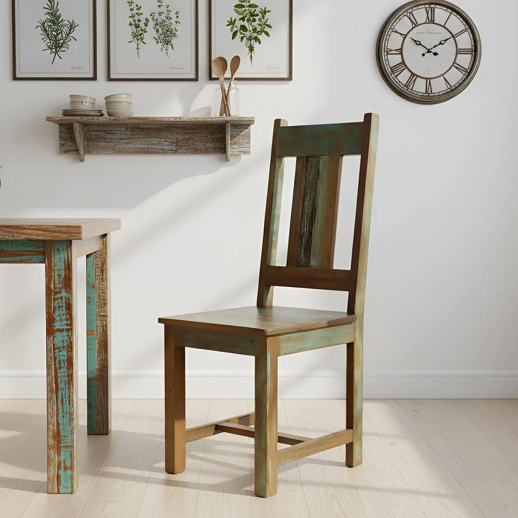Reclaimed Wood Dining Chair With Distressed Paint Far Pavilions