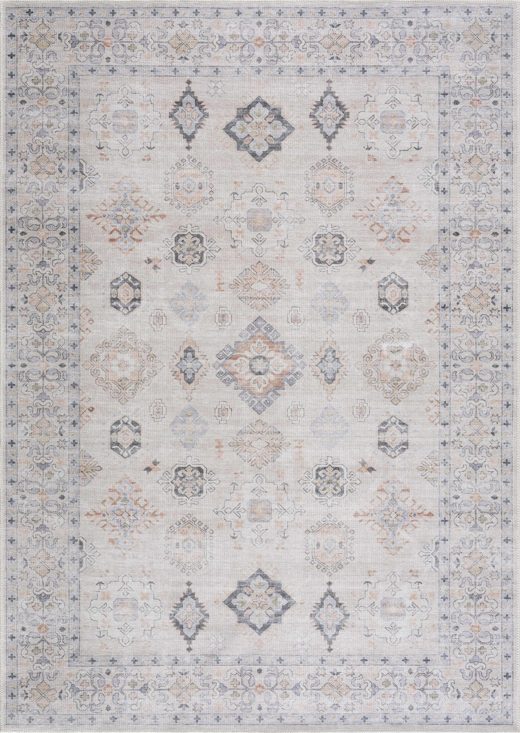 Beige Beckett Vintage Washable Area Rug Hauteloom