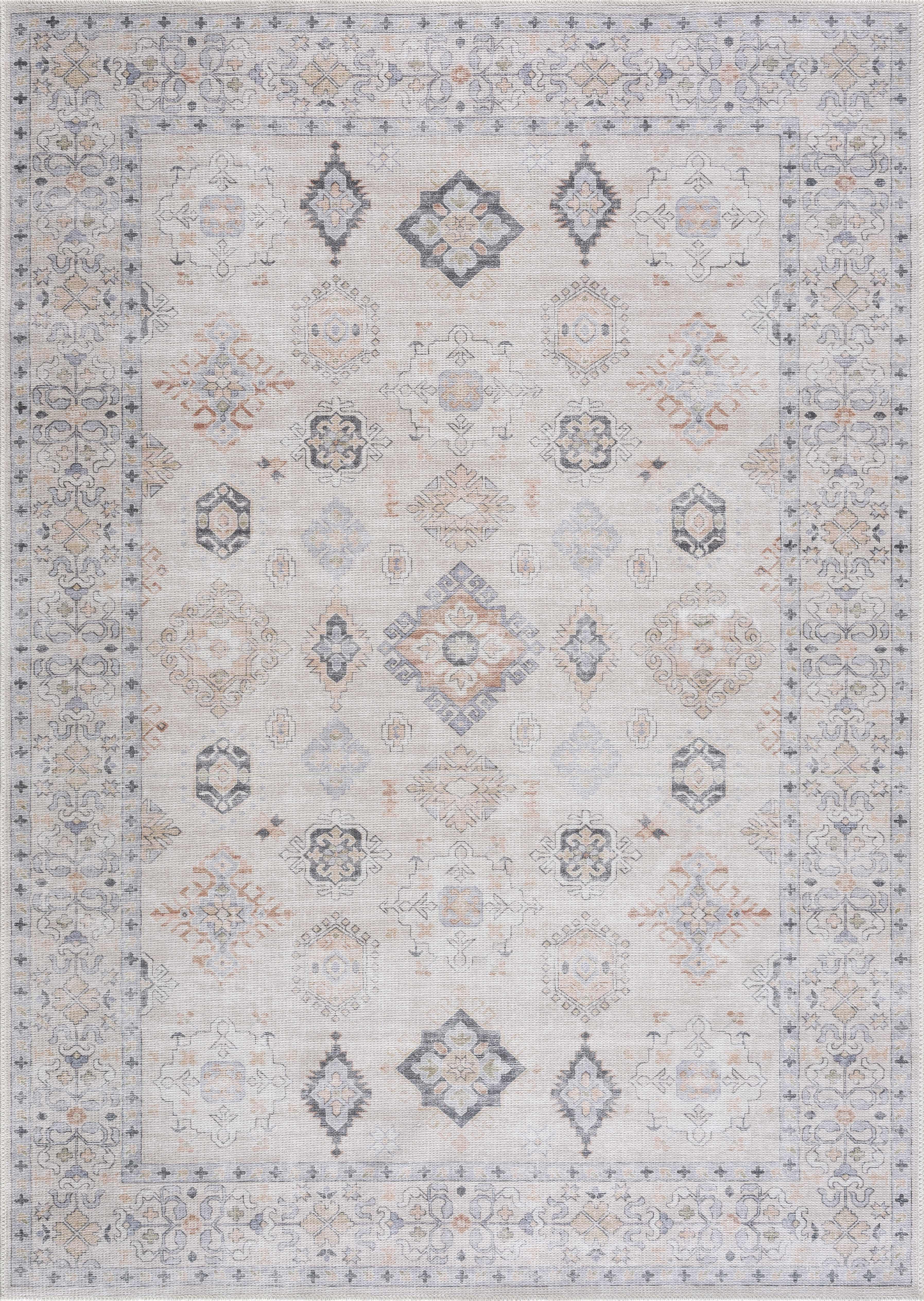 Beige Beckett Vintage Washable Area Rug Hauteloom
