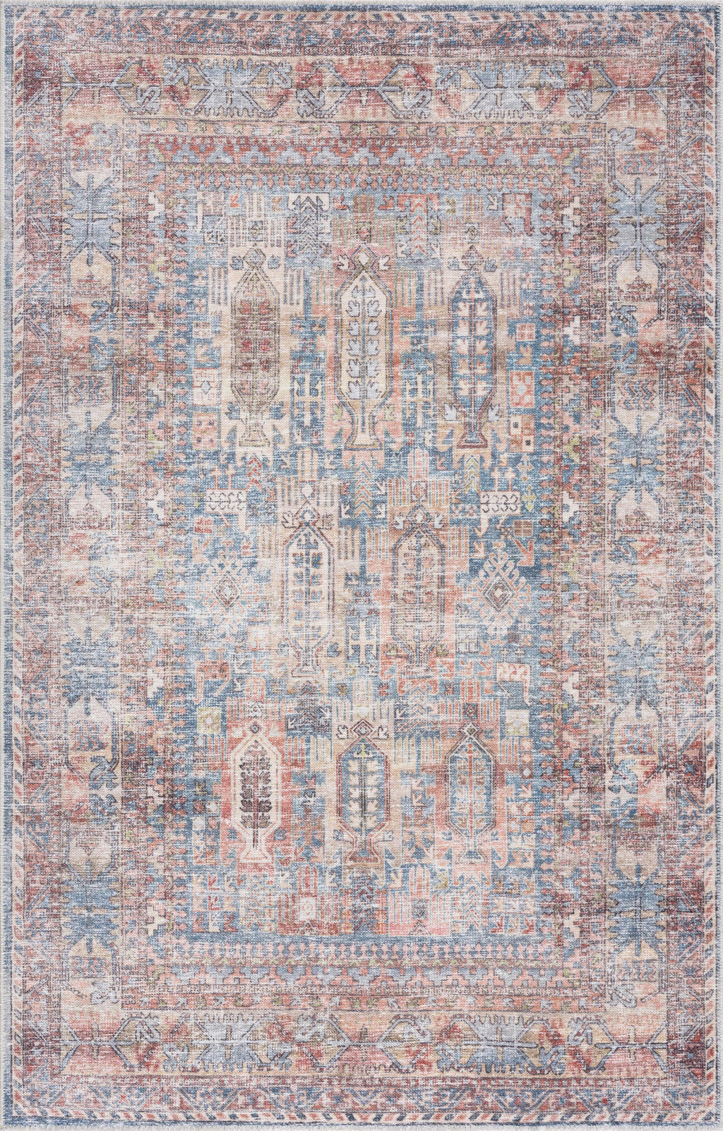 Burnt Orange Holi-2300 Washable Area Rug Hauteloom