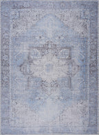 Aqua Rosman Washable Area Rug Hauteloom