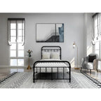 Twin size Farmhouse Black Metal Bed Frame with Rounded Headboard Footboard