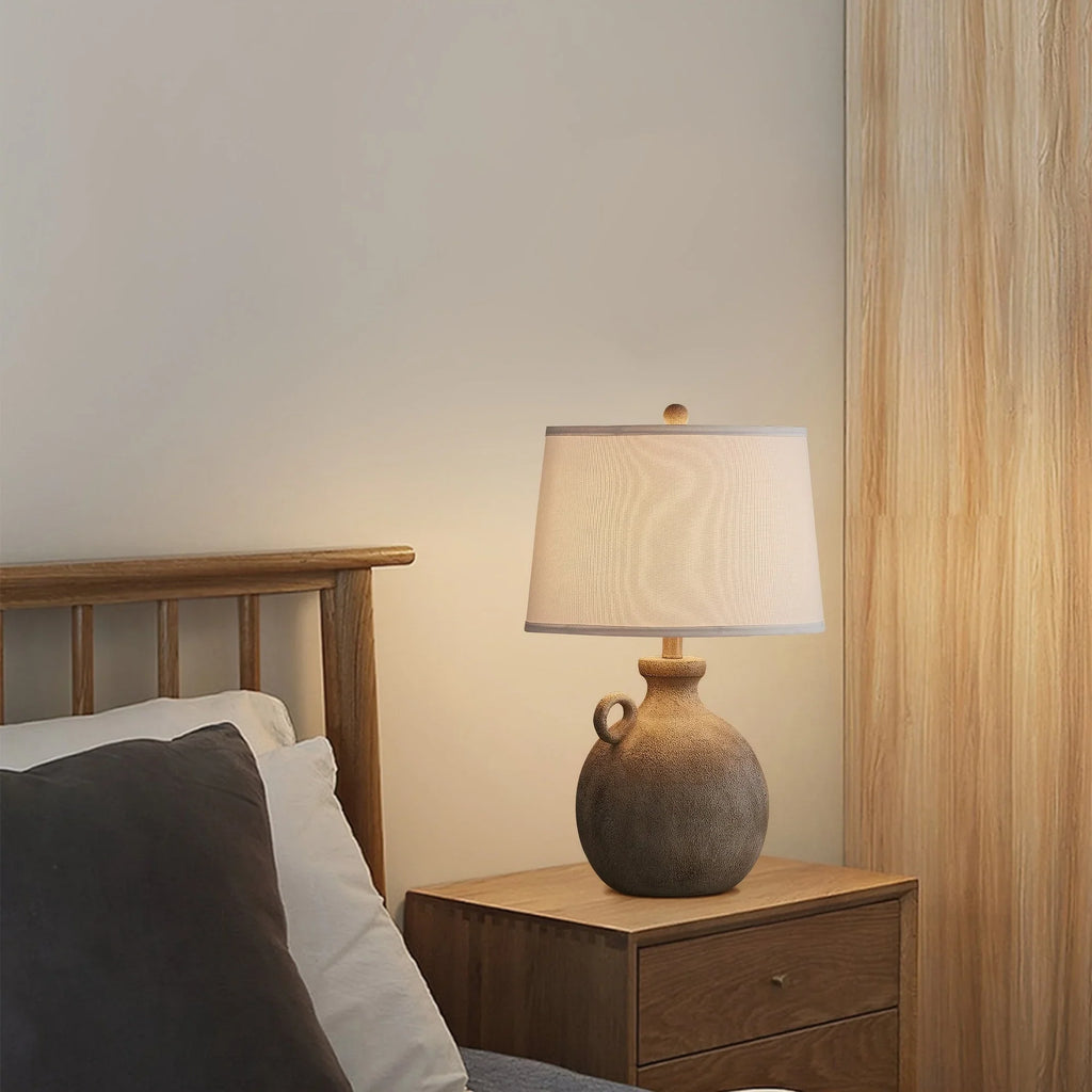 24" Farmhouse Table Lamp for Bedroom with Usb Charging Port, 3-way Dimmable Rustic Single Lamp, Resin... - House Of Avana