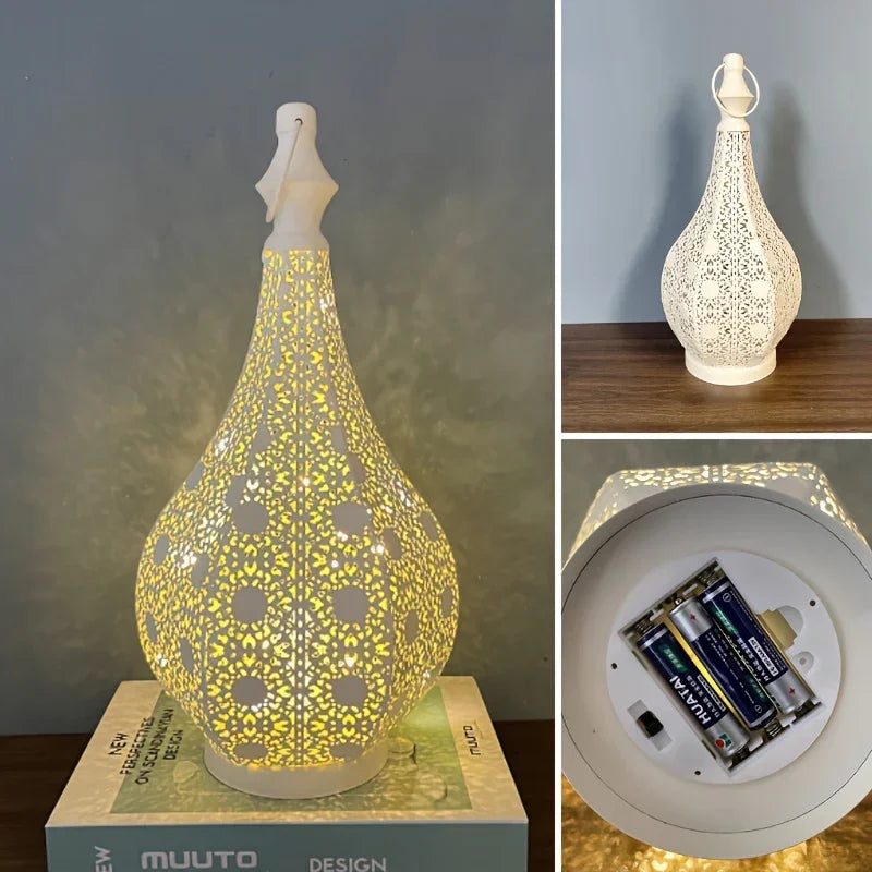 Table Lamp - Led Battery Lantern, back view - House Of Avana