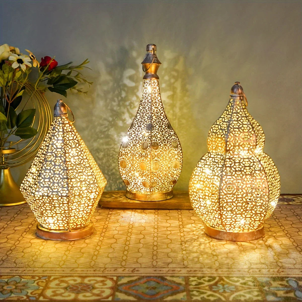 Table Lamp - Led Battery Lantern, front view - House Of Avana [[SKU:HOA-LGT-401]]