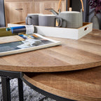 Nest of 2 Grey Tables Round Stackable Side Unit Industrial Living Room Furniture House Of Avana