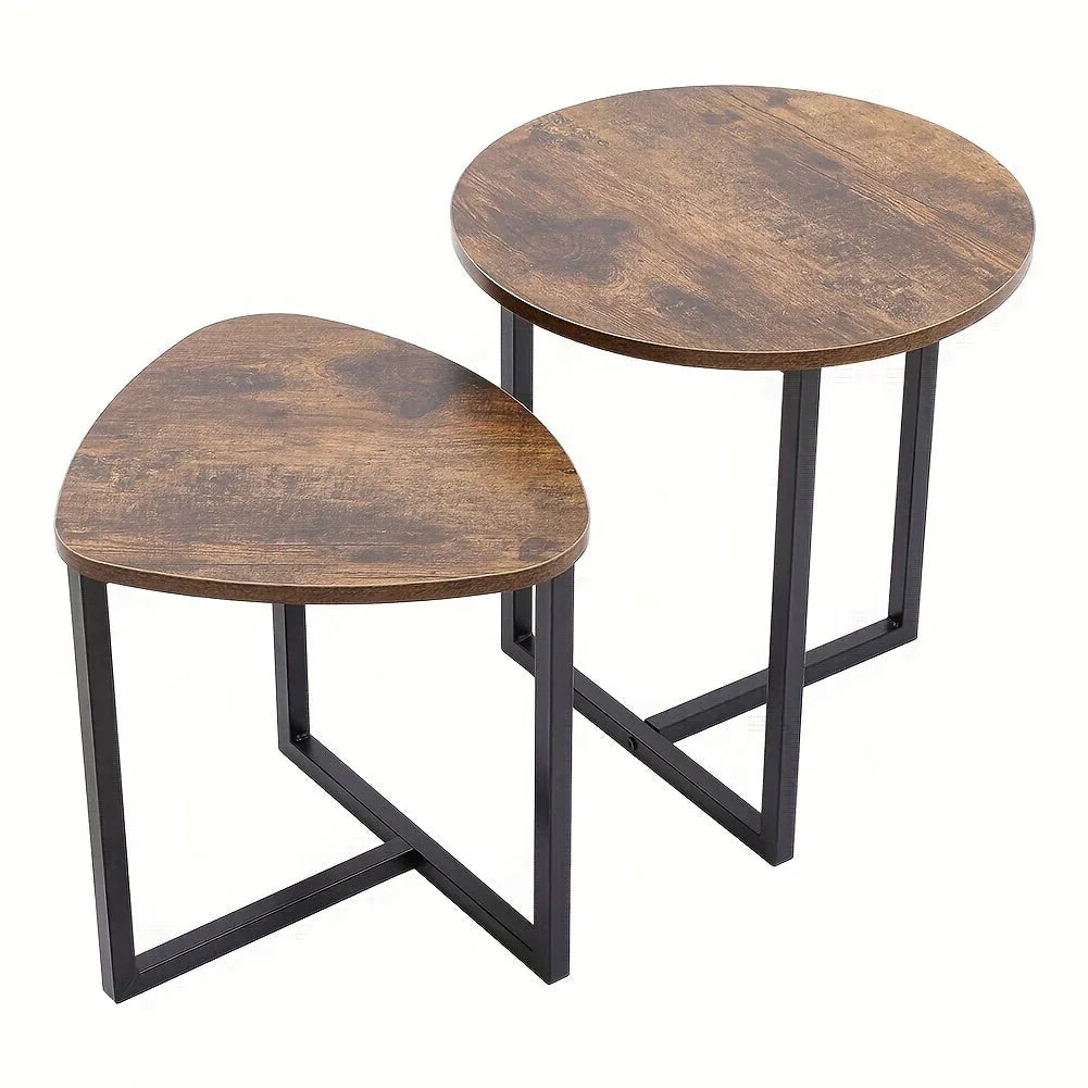 Coffee Table Set Industrial Style Wooden Tabletop End Desk Tea Table Living Room Sofa Side Table Bedside Table Lamp Workbench Table Plant Stand Display Rack House Of Avana