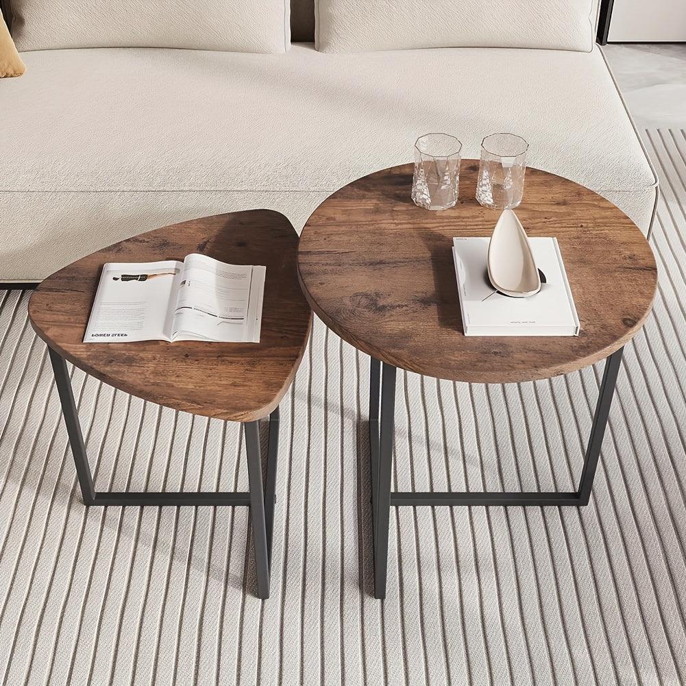 Coffee Table Set Industrial Style Wooden Tabletop End Desk Tea Table Living Room Sofa Side Table Bedside Table Lamp Workbench Table Plant Stand Display Rack House Of Avana