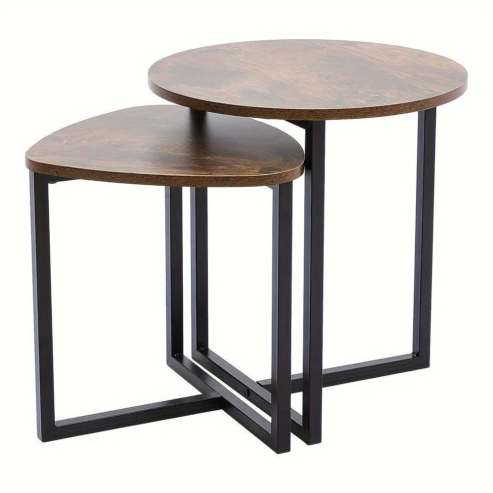 Coffee Table Set Industrial Style Wooden Tabletop End Desk Tea Table Living Room Sofa Side Table Bedside Table Lamp Workbench Table Plant Stand Display Rack House Of Avana