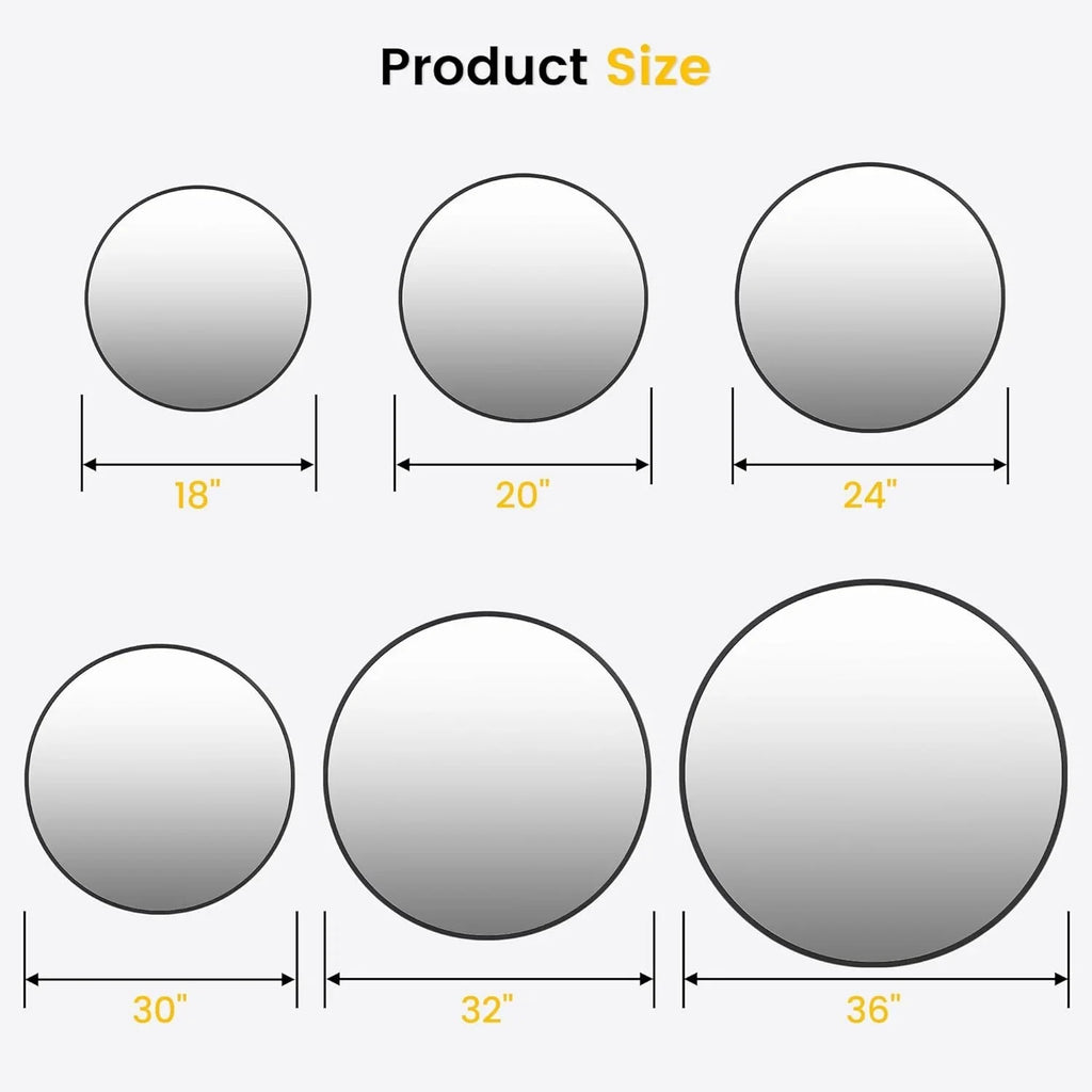 Takywep 24 Inch Round Mirror with 20mm Black Aluminum Frame - Shatter-Resistant Fogless Glass, -Fog Technology-Free (No Installation Required), Wall-Mounted Large Circle Mirror for Bathroom, Bedroom, Living Room, Entryway - M House Of Avana