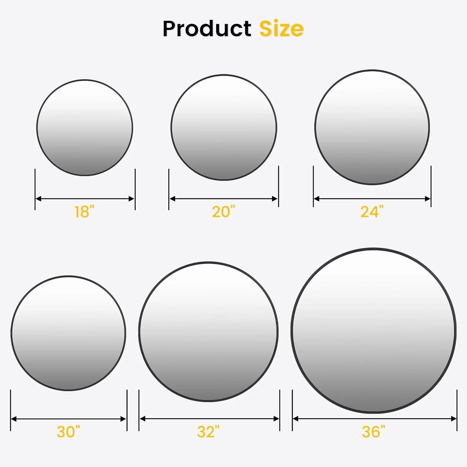 Takywep 24 Inch Round Mirror with 20mm Black Aluminum Frame - Shatter-Resistant Fogless Glass, -Fog Technology-Free (No Installation Required), Wall-Mounted Large Circle Mirror for Bathroom, Bedroom, Living Room, Entryway - M House Of Avana
