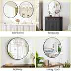 Takywep 24 Inch Round Mirror with 20mm Black Aluminum Frame - Shatter-Resistant Fogless Glass, -Fog Technology-Free (No Installation Required), Wall-Mounted Large Circle Mirror for Bathroom, Bedroom, Living Room, Entryway - M House Of Avana