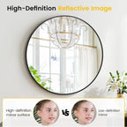 Takywep 24 Inch Round Mirror with 20mm Black Aluminum Frame - Shatter-Resistant Fogless Glass, -Fog Technology-Free (No Installation Required), Wall-Mounted Large Circle Mirror for Bathroom, Bedroom, Living Room, Entryway - M House Of Avana