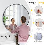 Takywep 24 Inch Round Mirror with 20mm Black Aluminum Frame - Shatter-Resistant Fogless Glass, -Fog Technology-Free (No Installation Required), Wall-Mounted Large Circle Mirror for Bathroom, Bedroom, Living Room, Entryway - M House Of Avana