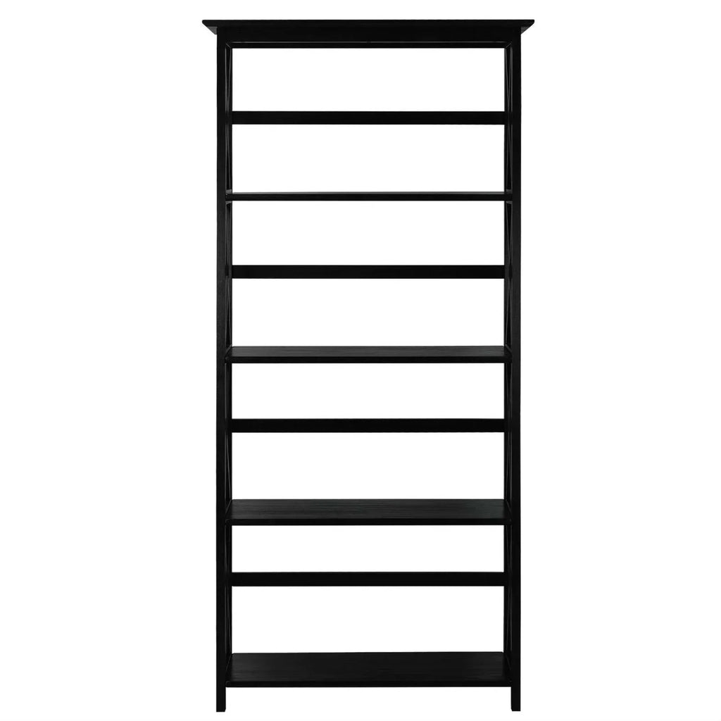 Tall 5-Tier Bookcase in Black Wood Finish