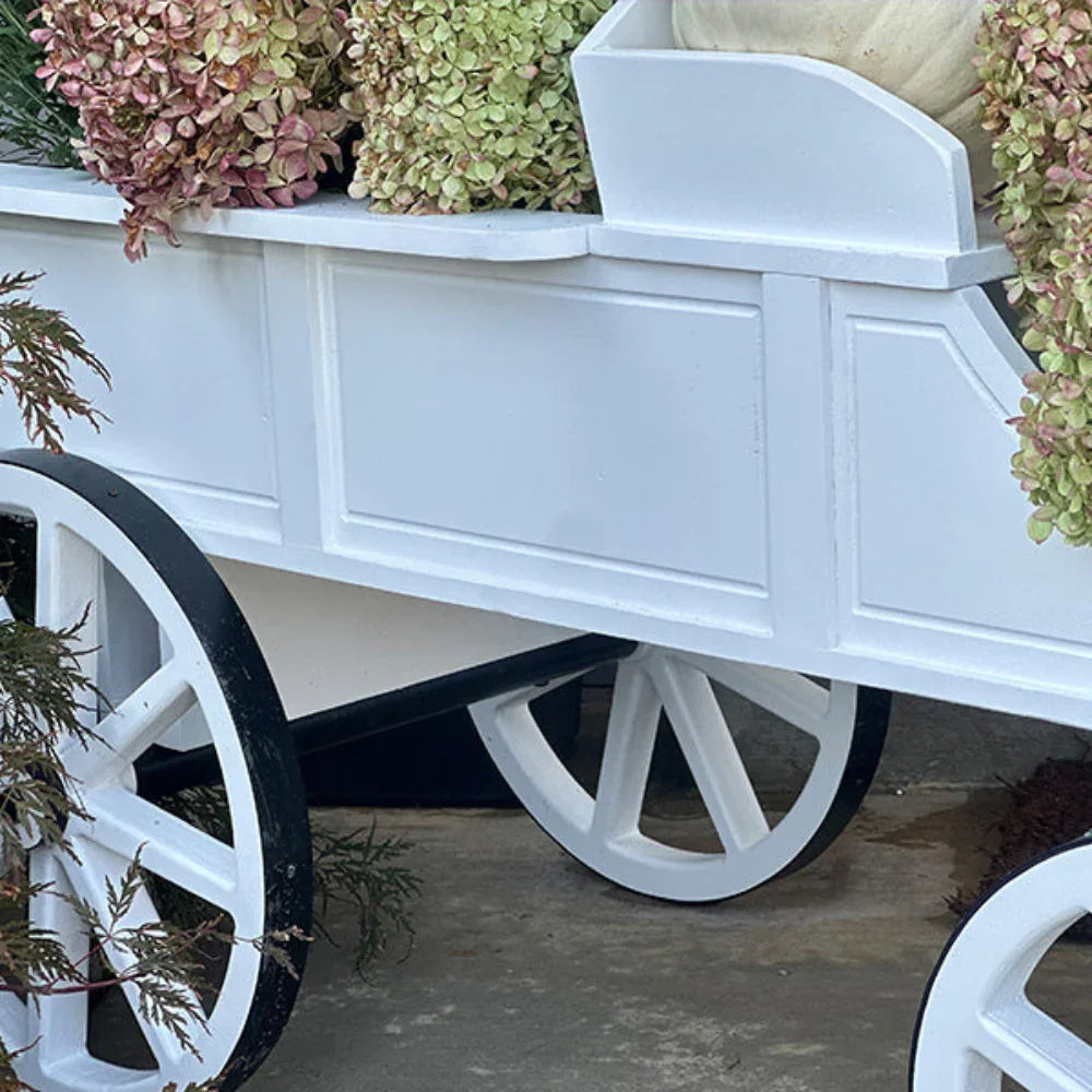 54 Inch Wood and Iron White Display Rolling Cart Decor Steals