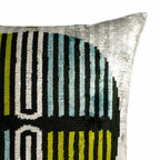 Tamga Silk Velvet Ikat Throw Pillow Cover, X 20, side view - House Of Avana