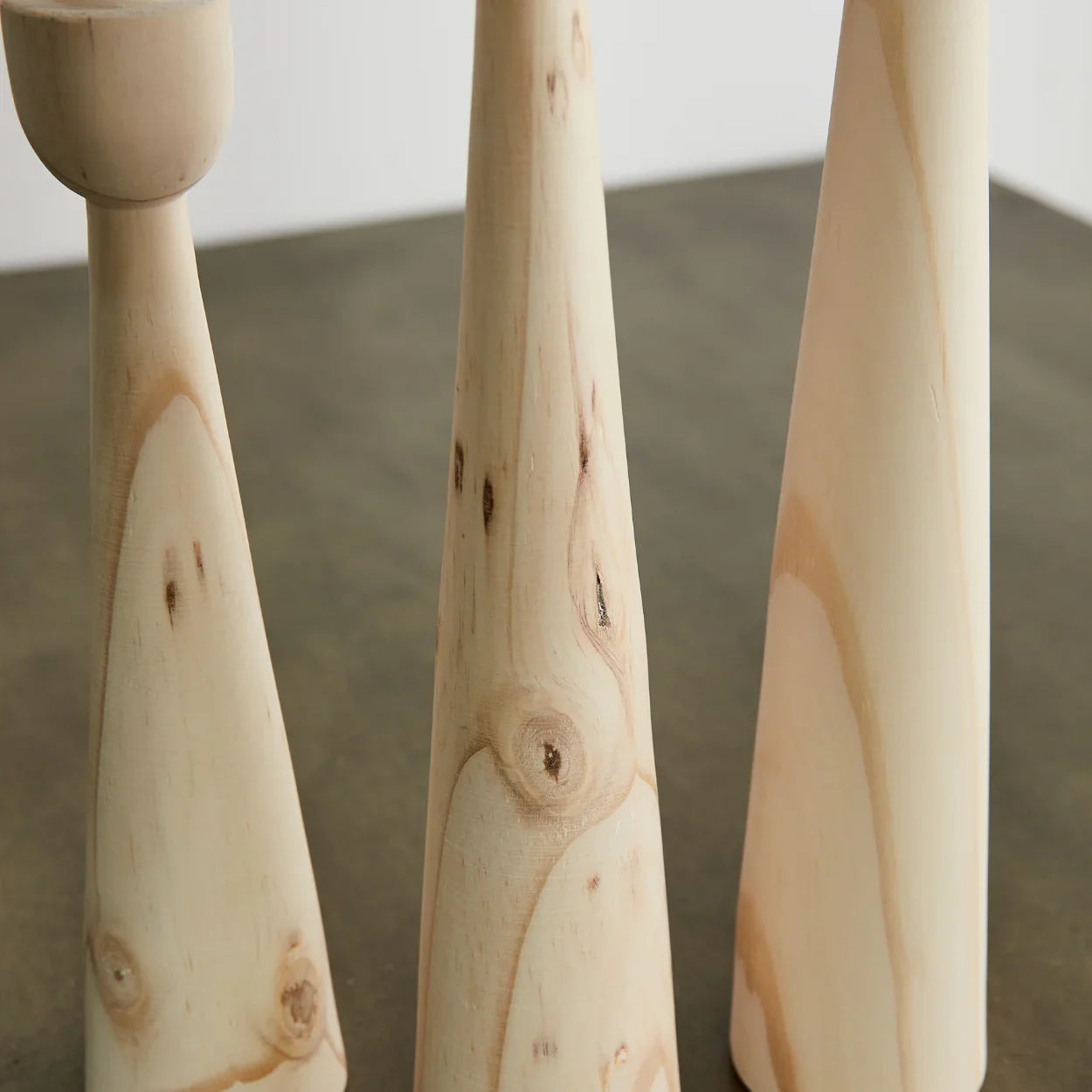Tapered Candlestick Holder Pine Wood Cognac, Espresso, Natural Kanju Interiors