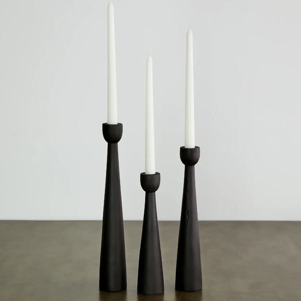 Tapered Candlestick Holder Pine Wood Cognac, Espresso, Natural Kanju Interiors
