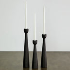 Tapered Candlestick Holder Pine Wood Cognac, Espresso, Natural Kanju Interiors