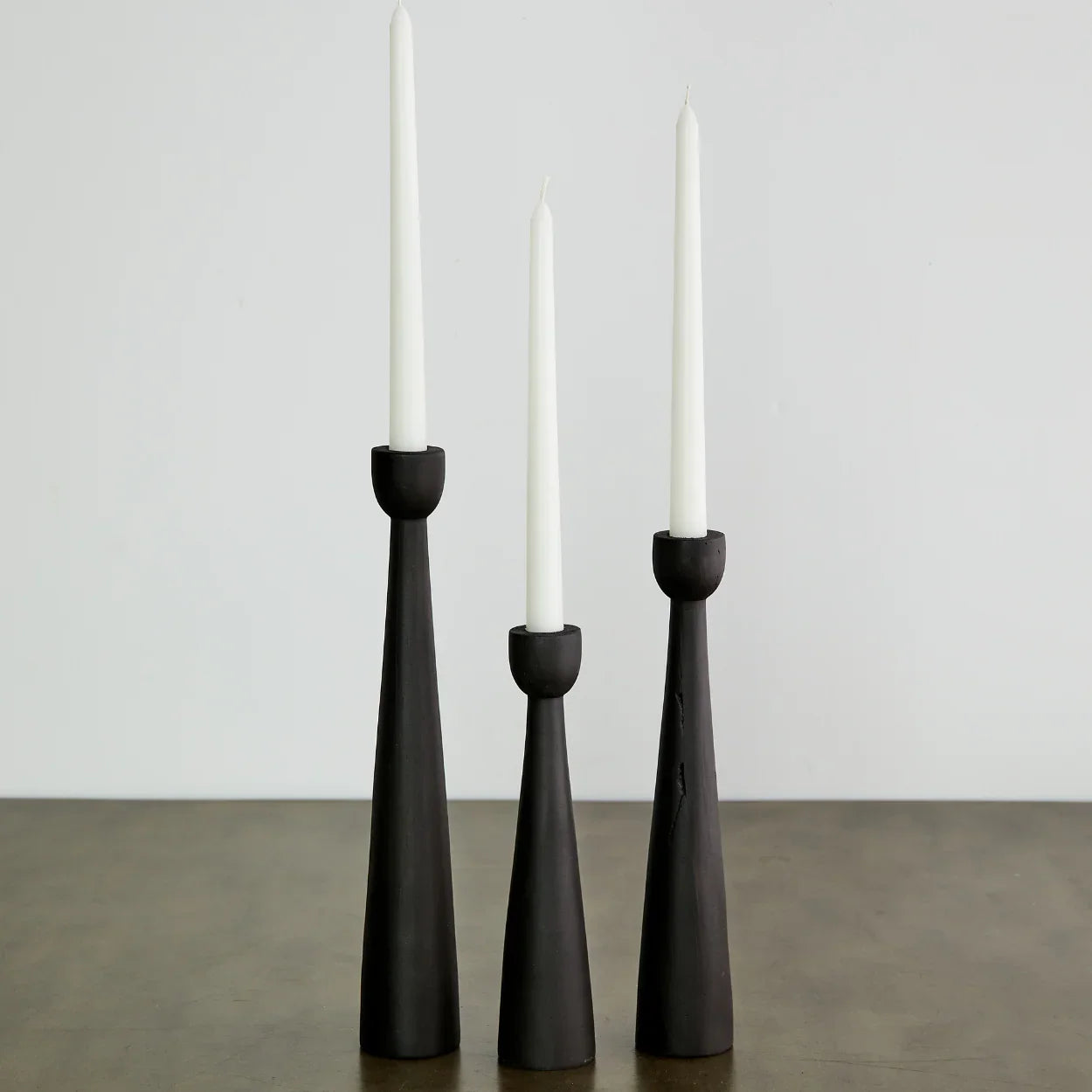 Tapered Candlestick Holder Pine Wood Cognac, Espresso, Natural Kanju Interiors