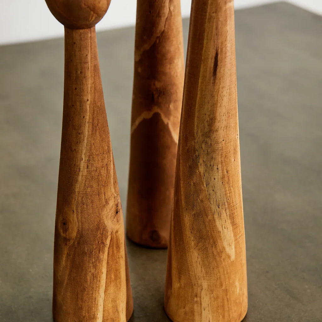 Tapered Candlestick Holder Pine Wood Cognac, Espresso, Natural Kanju Interiors
