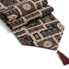 DaDalogy Bedding Elegant Woven Mughal Floral Tapestry Table Runner, Dark Noir Botanical Vintage Fleur (18197)