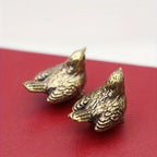 Solid Brass Miniature Sparrow Tea Pet - Aged Copper Sculpture with Micro Carved Detail - Timeless... - House Of Avana