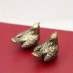 S Miniature Brass Sparrow Tea Pet, Antique Copper Bird Figurine, Solid Brass Tiny Bird Sculpture for... - House Of Avana