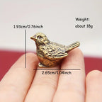 S Miniature Brass Sparrow Tea Pet, Antique Copper Bird Figurine, Solid Brass Tiny Bird Sculpture for... - House Of Avana