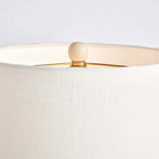 Teardrop Rattan Table Lamp with White Linen Shade Vintage Shopper