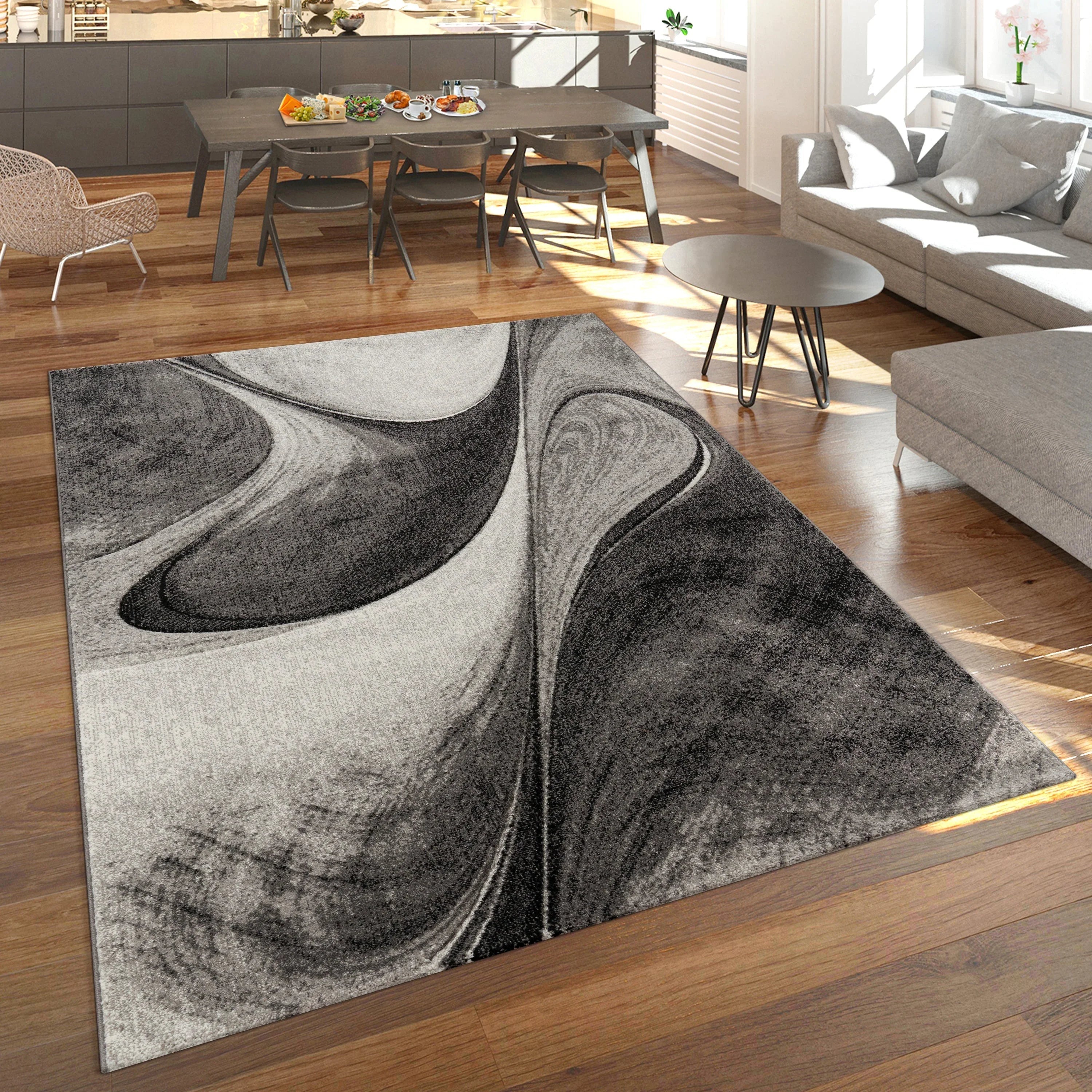 Modern Living Room Rug Brilliance Abstract Design - Grey RugYourHome