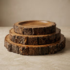 House of Avana Round Tree Mango Wood Platter Set of 3