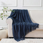 Throw Blanket - Soft Navy Blue 50x60, side view - House Of Avana [[SKU:HOA-BLK-400]]